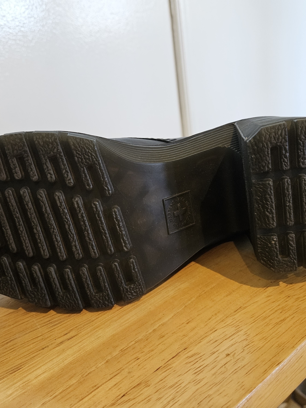 Dr. Martens Black Lace-Up Platform Combat Boots with Yellow Stitching - Picture 3 of 8